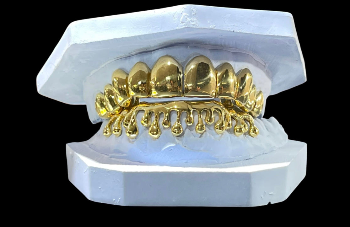 14k Gold Drip Grillz set